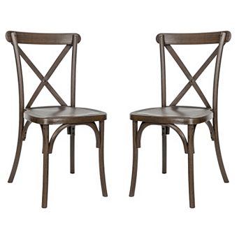 Emma And Oliver 2 pk Weather-resistant Indoor/outdoor Wood Look Resin Cross Back Chair