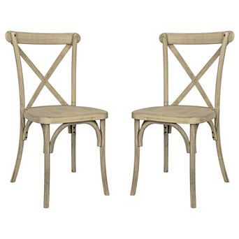 Emma And Oliver 2 pk Weather-resistant Indoor/outdoor Wood Look Resin Cross Back Chair
