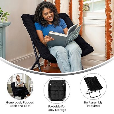 Emma And Oliver Folding Upholstered Oversized Saucer Chair With