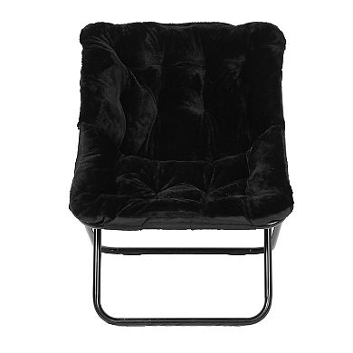 Emma And Oliver Folding Upholstered Oversized Saucer Chair With Steel Frame