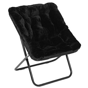 Emma And Oliver Folding Upholstered Oversized Saucer Chair With Steel Frame