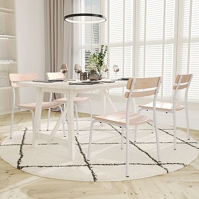 Emma And Oliver Dining Chair With Antique Solid Wood Seat And Back/metal Frame