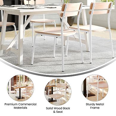 Emma And Oliver Dining Chair With Antique Solid Wood Seat And Back/metal Frame