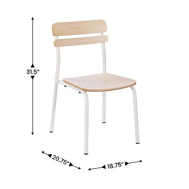 Emma And Oliver Dining Chair With Antique Solid Wood Seat And Back/metal Frame