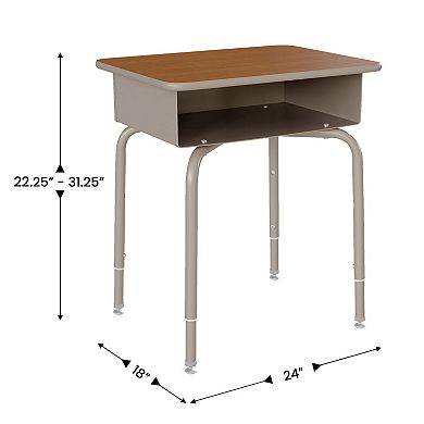 Emma And Oliver Desk With Metal Storage Box/stackable Flex Comfort Chair Set