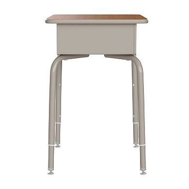 Emma And Oliver Desk With Metal Storage Box/stackable Flex Comfort Chair Set