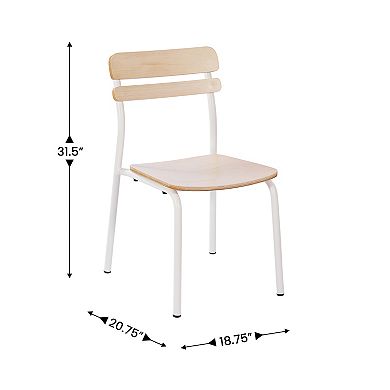 Emma And Oliver 2pk Dining Chair With Antique Solid Wood Seats And Backs/metal Frames