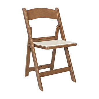Emma And Oliver Weather-resistant Lightweight Resin Folding Chair With Wood Look