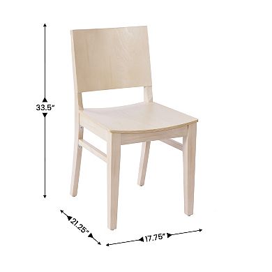 Emma And Oliver 2pk Wood Dining Chair With Solid Beechwood And Curved Backrest