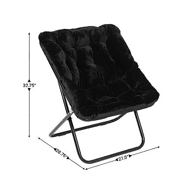 Emma And Oliver Oversized Folding Upholstered Saucer Chair With Ottoman