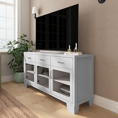 Merrick Lane Buffet Sideboard Cabinet W/ Engineered Wood, 3 Drawers, 3 Doors