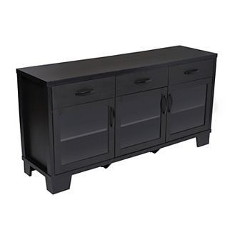 Merrick Lane Buffet Sideboard Cabinet W/ Engineered Wood, 3 Drawers, 3 Doors