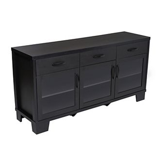Merrick Lane Buffet Sideboard Cabinet W/ Engineered Wood, 3 Drawers, 3 Doors