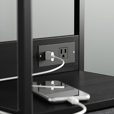 Emma And Oliver Charging Nightstand With 3 Fabric Drawers, 2 Usb Ports, 1 Outlet