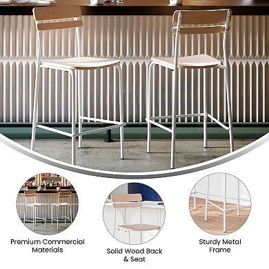 Emma And Oliver 2pk Bar Stool With Antique Solid Wood Seats And Backs/metal Frames