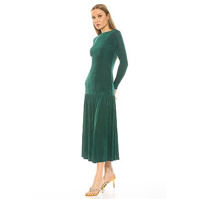 Women's ALEXIA ADMOR Khaite Long Sleeve Drop Waist Shirred Maxi Dress
