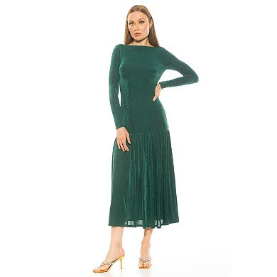 Women's ALEXIA ADMOR Khaite Long Sleeve Drop Waist Shirred Maxi Dress