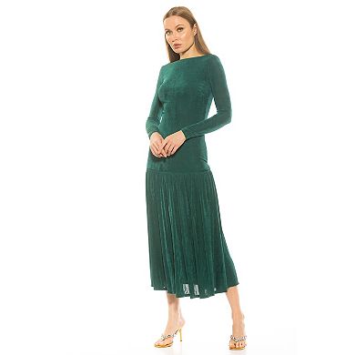 Women's ALEXIA ADMOR Khaite Long Sleeve Drop Waist Shirred Maxi Dress