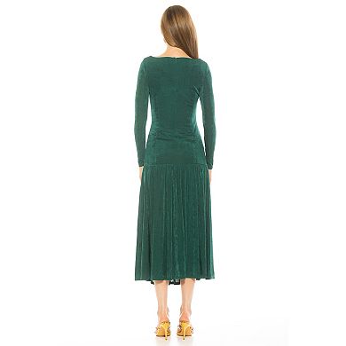 Women's ALEXIA ADMOR Khaite Long Sleeve Drop Waist Shirred Maxi Dress