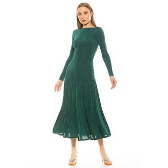 Women's ALEXIA ADMOR Khaite Long Sleeve Drop Waist Shirred Maxi Dress
