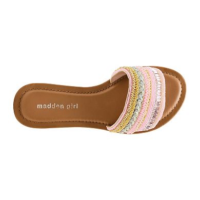 madden girl Friendship Pink Embellished Women's Slide Sandals