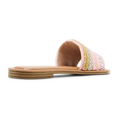 madden girl Friendship Pink Embellished Women's Slide Sandals