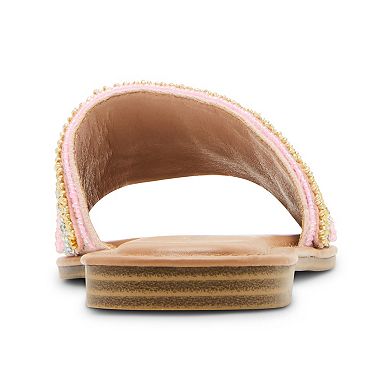 madden girl Friendship Pink Embellished Women's Slide Sandals
