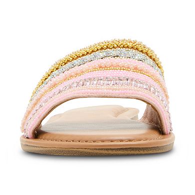 madden girl Friendship Pink Embellished Women's Slide Sandals