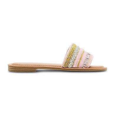 madden girl Friendship Pink Embellished Women's Slide Sandals