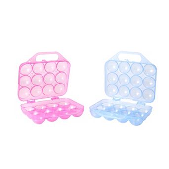 Clear Plastic Egg Carton, 12 Egg Holder Carrying Case With Handle, Set Of 2