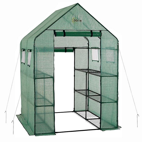 Machrus Ogrow Deluxe Walk-in 2 Tier 8 Shelf Portable Lawn And Garden ...