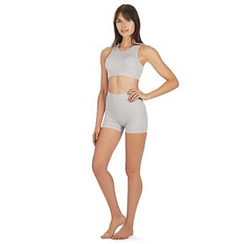 Women's Seamless Rib Bralette And Boyshort Panty Set