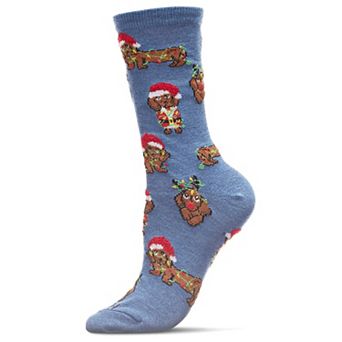 Lit Dachshund Holiday Light Crew Sock