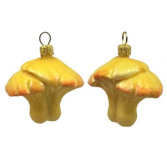 Pinnacle Peak Trading Yellow Mushrooms Polish Glass Christmas Tree Ornament Fungus Decoration