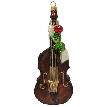 Pinnacle Peak Trading Double Bass Instrument With Rose Polish Glass Ornament