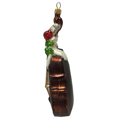 Pinnacle Peak Trading Double Bass Instrument With Rose Polish Glass Ornament