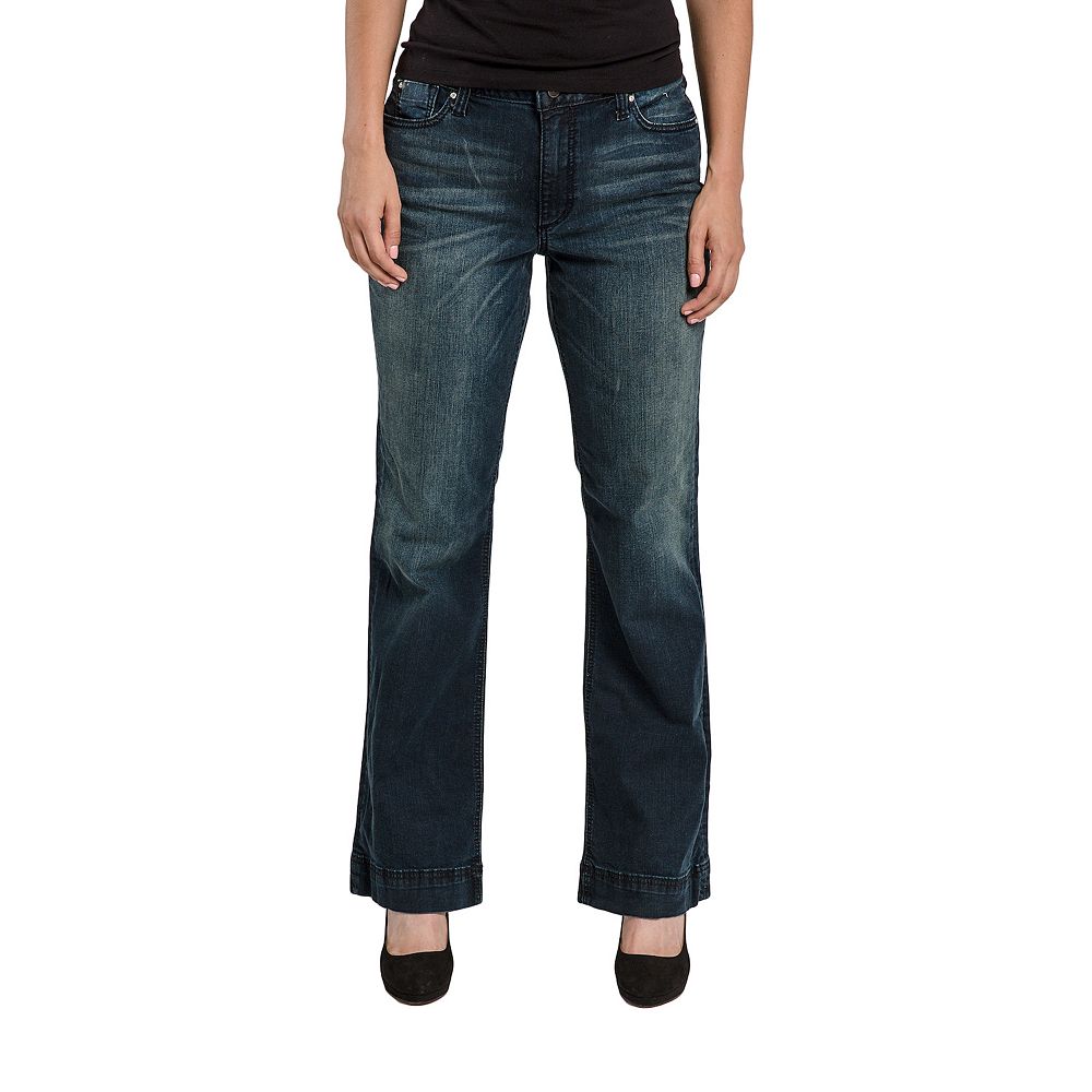 Medium Wash Stretch Denim Flare Jeans