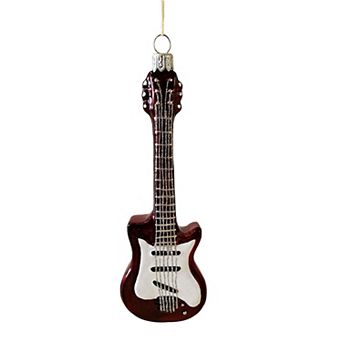 Pinnacle Peak Trading Red And White Electric Guitar Polish Glass Christmas Ornament