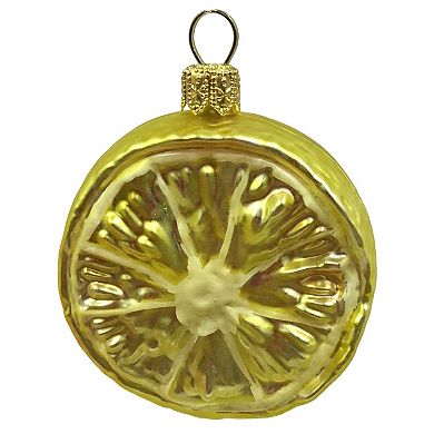 Pinnacle Peak Trading Slice Of Lemon Citrus Fruit Polish Glass Christmas Tree Ornament Food Set Of 2