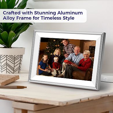 ELIME 10.1 inch WiFi Frameo Digital Picture Frame - Aluminum Frame - Unlimited Storage