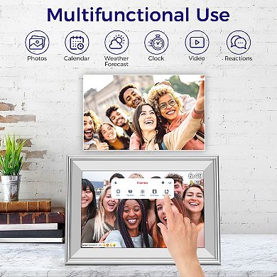 ELIME 10.1 inch WiFi Frameo Digital Picture Frame - Aluminum Frame - Unlimited Storage