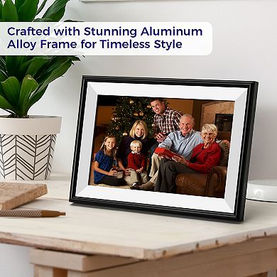 ELIME 10.1 inch WiFi Frameo Digital Picture Frame - Aluminum Frame - Unlimited Storage