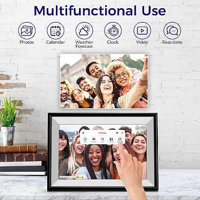 ELIME 10.1 inch WiFi Frameo Digital Picture Frame - Aluminum Frame - Unlimited Storage