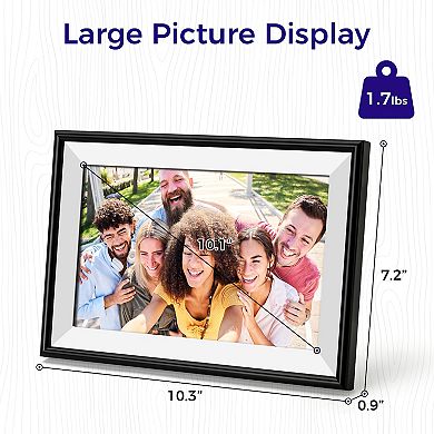 ELIME 10.1 inch WiFi Frameo Digital Picture Frame - Aluminum Frame - Unlimited Storage