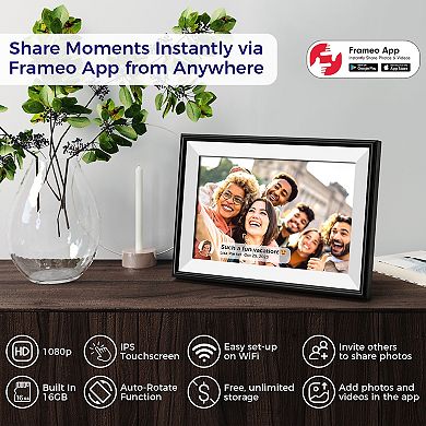 ELIME 10.1 inch WiFi Frameo Digital Picture Frame - Aluminum Frame - Unlimited Storage
