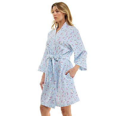 Women's Croft & Barrow® Three-Quarter Sleeve Waffle Knit Robe