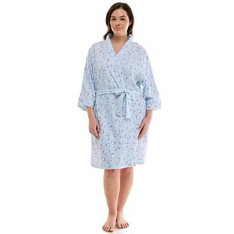 Plus Size Croft & Barrow® Three-Quarter Sleeve Waffle Knit Robe