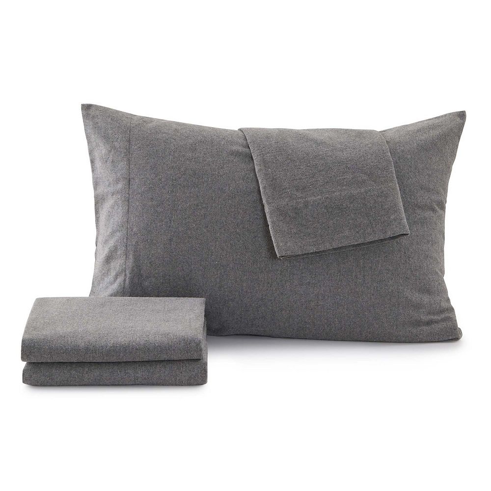Heathered Solid Cotton Blend Flannel Sheet Set - Anders Collection