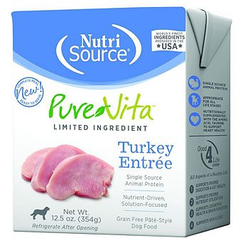 Nutrisource Purevita Grain Free Turkey Entree Pate Style Tetra Pak Wet Dog Food - 12.5 Oz