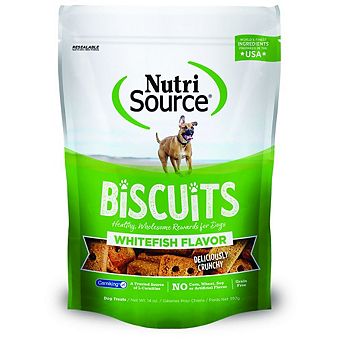 Nutrisource Grain Free Whitefish Biscuit Crunchy Dog Treats - 14 Oz